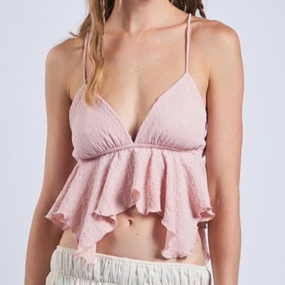 BREAK FREE PINK RUFFLE TANK TOP - Picture 1 of 2